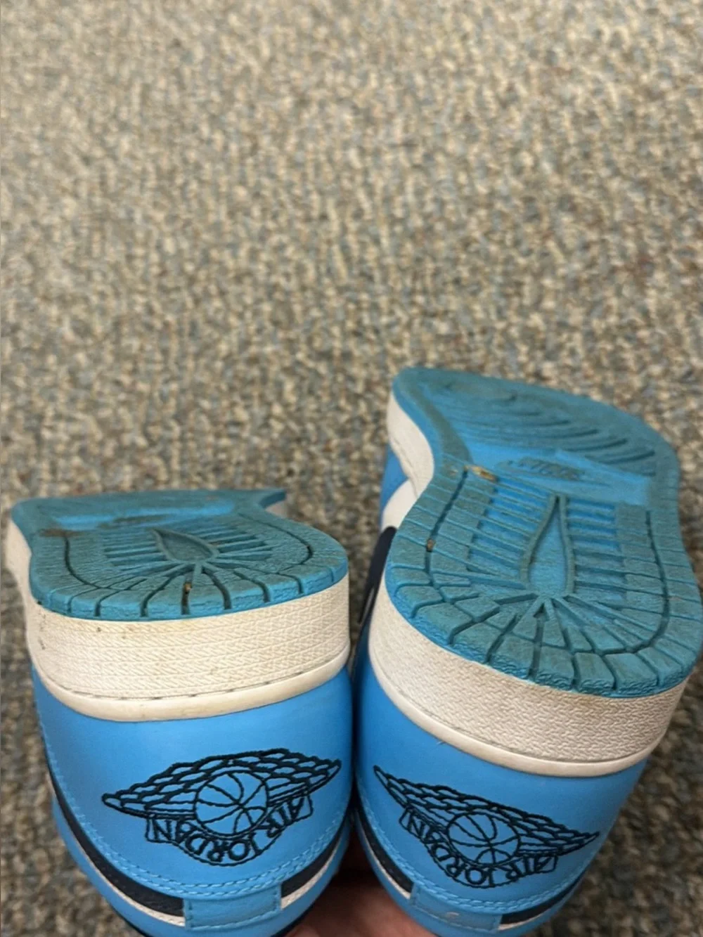 Jordan Men's Low Top Sneakers in White, Light Blue & Black